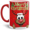 Tassendruck Weihnachtstasse Merry Christmas/Farbtasse Rand und Henkel Rot mit Rentier - Qualität Made in Germany
