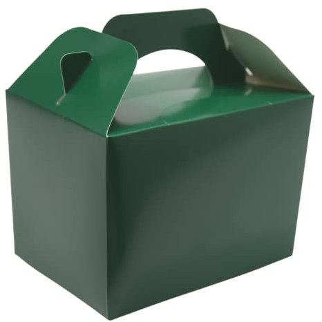 Lotus 20 x Children/Kids Plain Coloured Party Boxes Carry Food Meal Fun Picnic Birthday Wedding Favour/Baby Shower Party Halloween Trick or Treat Box Loot Bag (Forest Green)