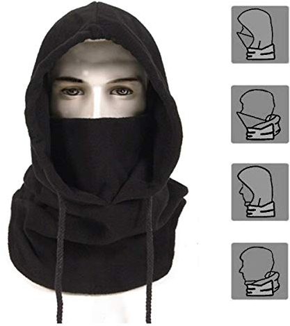 Joyoldelf Thermal Balaclava Face Mask Outdoor Sports Mask Hood Hat (Black)