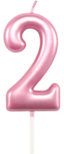 SHATCHI SHATHI Number Pink 2 Candle Birthday edding Anniversary New Year Party Cake Decorations Topper Girls