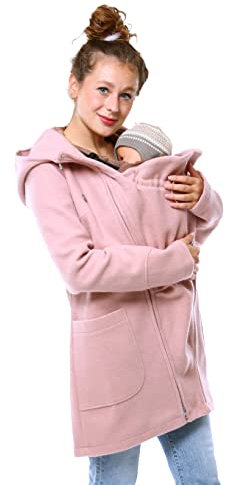 Viva la Mama - Tragemantel Mantel mit Trageeinsatz Babytragen Winter Umstandsmantel - VALENTIN - rosa - XXL