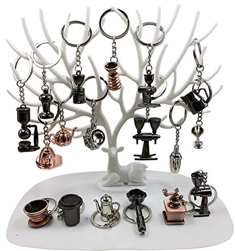 Bigmac 6 Styles Coffee Series Charm Keychain Sets Miniature Novelty Barista Gift for Coffee Lover Creative Cafe Shop Decoration Keyring (6)