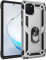 BestST Hülle für Samsung Galaxy Note 10 Lite/A81/M60S + schutzfolie, Militärische Armor Hybrid Schutzhülle Silikon Stoßfest Bumper Cover Case Ringhalter Handytasche Handy Hüllen,Silber