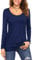 Florboom Women Slim Fit Tops Plain Long Sleeve Cotton Tee Shirts Royal Blue 8 10