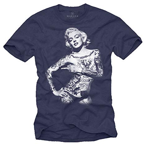 Marilyn Herren T-Shirt - Tattoo Pin UP - Blau Größe XXXXXL