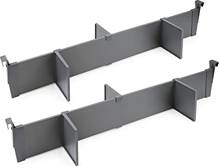 Emuca - Set verstellbarer Trennelemente Schublade organisieren, Schubladenteiler Organizers, Schubladentrenner 900 mm, Aluminium, Anthrazit grau.