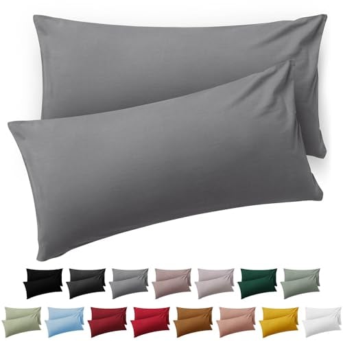 Blumtal Fundas de Almohada 50x80 cm (Juego de 2) - Fundas de cojín de Microfibra para sofá con Cierre de Sobres, Extra Suaves y Lavables, Certificado Oeko-Tex - Gris