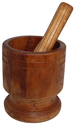 Imusa LIS-009 Wide Wood Jumbo Mortar & Pestle