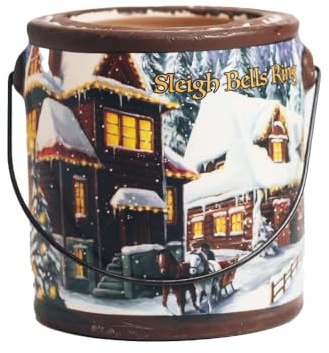 A Cheerful Giver Duftkerze im Glas, 590 ml, Design: Schlittenglocken, Bananenbrot, dekorative Keramik-Duftkerze mit naturgetreuem Duft, hergestellt in den USA