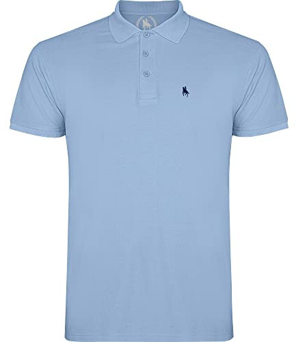 S&C - Polo Hombre Manga Corta Algodón 100%, Color Liso, Estilo Casual, Cuello 3 Botones, Diseñado en España, Tejido Punto Piqué, Corte Regular, Talla Ajustada, Azul Celeste1, XL