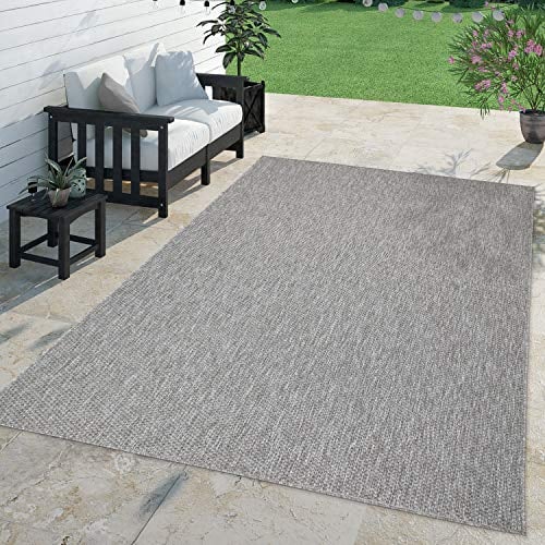 TT Home Teppich Für Outdoor Küchenteppich Balkon Terrasse Unifarbenes Design Modern, Farbe:Grau, Größe:300x400 cm
