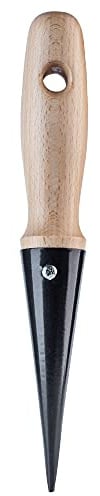 KADAX planteringshjälp av metall, planteringshålskärare med bekvämt trähandtag, lökplanterare, växtspade, pikerstång (L: 24 cm, svart)