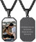 GoldChic Jewelry Personalised Photo Dog Tag Black, Men's Stainless Steel Picture Engraved Military Necklace Gifts For Father