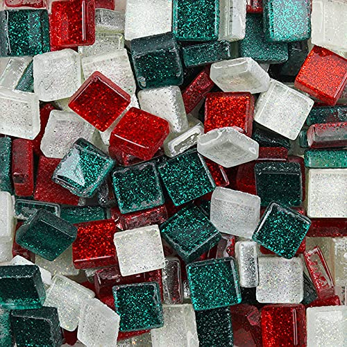 200g Tessere Mosaico Piastrelle Mosaico Vetro, Colore Misto Quadrata Pezzi di Vetro,Cristallo Glitterato Tessere per Mosaico Piastrelle Assortite per Lavori Artigianali,Decorazioni,1x1cm(Passato)