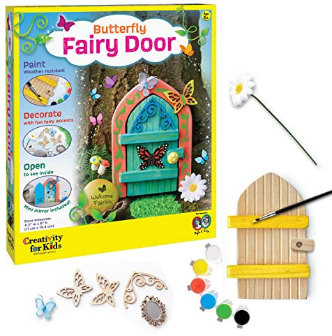Creativity for Kids Butterfly Fairy Door Craft Kit - Paint Your Own Fairy House Door, Creative Gifts and Activities for Kids