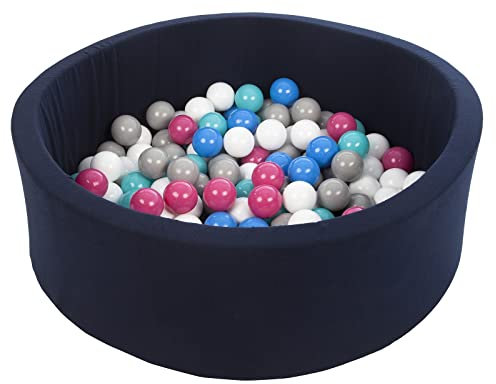 Velinda Piscine à balles pour Enfant, Aire de Jeu + 150 balles Bleu Marine (Couleurs des balles: Blanc,Bleu,Rose,Gris,Turquoise)