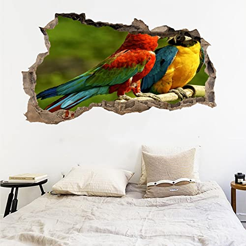 Kuletkear Tiere Wandtattoo 3D Wandaufkleber Wandsticker Wanddeko Papagei B 75 x H 45 cm für Wohnzimmer Schlafzimmer Flur Kühlschrank