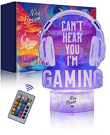Nice Dream Gaming Headset Night Light for Kids, 3D Illusion Night Lamp, 16 Colors Changing with Remote Control, Room Decor, Gifts for Children Boys Girls