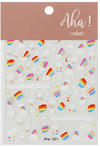 1Pc Manicure Sticker Foils Rainbow Nail Art 3D Sticker Self-Adhesive Decals DIY Craft