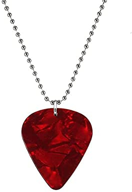 EHOTER Hellfire Club Eddie Munson Halskette, Eddie Munson, Gitarrenplektrum, Schmuck, Herren-Halsketten, Damen-Halskette, Geschenke für Männer (rot), Metall