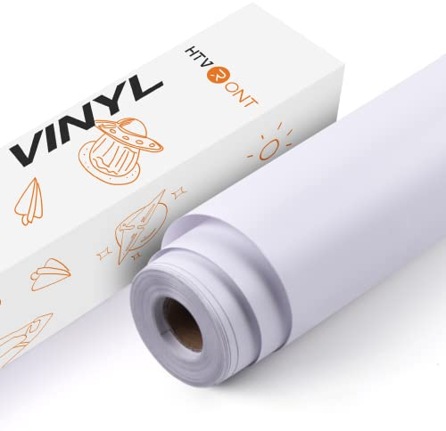 HTVRONT Vinylfolie Plotter Selbstklebend Rolle, 30.5cm x 762cm Matt Weiß Vinylfolie Plotter für Bastelprojekte, Schilder, Scrapbooking