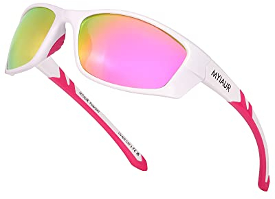 Myiaur Women Sports Sunglasses for Running Cycling UV400 Protection Polarized Lens Lightweight Wrap Around Design M8140
