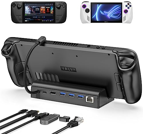 Antank 6-in-1 Steam Deck Docking Station, Dock Stand für ASUS ROG Ally mit HDMI 2.0 4K@60Hz, 3 USB-A 3.0, Aufladen USB-C Port, Gigabit Ethernet, 100W PD Schnellladung HUB Dock für Valve Stream Deck