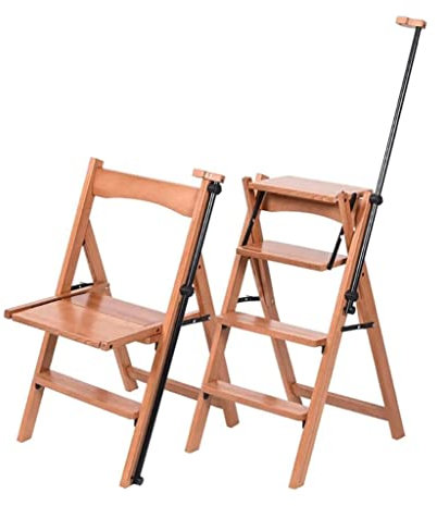 VNABO Robuste Teleskopleitern, Holzleiter mit Handläufen Kleine Trittleitern Stabilitäts-Klappleiter für zu Hause 265 lbs