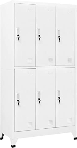 Keketa Schließfachschrank mit 6 Fächern Metallschrank Spind Umkleideschrank Lagerschrank Metallspind Kleiderschrank Mehrzweckschrank für Büro Wohnzimmer Stahl 90x45x180 cm Grau