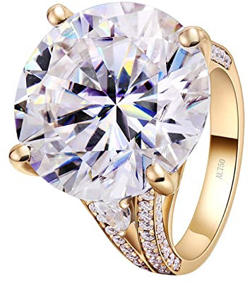 Epinki Echt Schmuck Ring 14 Karat Gelbgold 585, Solitärring mit Moissanit 8ct, Rundschliff, 14K Gold Trauringe Eheringe für Damen, Gold, Gr.66