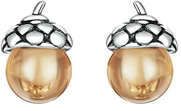 RWRAPS Ohrringe für Mädchen, Ohrringe für Frauen, Ohrstecker aus 925er Sterlingsilber, glänzende Eichel-Ohrstecker, Verlobungsschmuck, Ohrringe