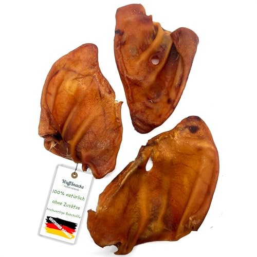 Schweineohren für Hunde, 50 Stück, 100% natürlich, getrocknete Schweineohren, Barf Leckerli von WuffSnacks…