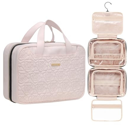 Everfun Hanging Travel Toiletry Bag for Women Traveling with Leakproof Compartment Makeup Cosmetic Organizer Dopp Kit Travel Accessories Essentials Must Have