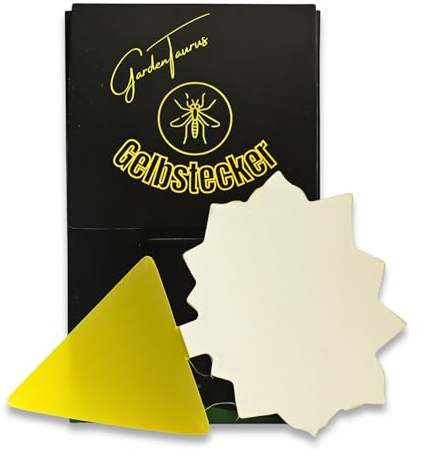 Leimfallen gegen Trauermücken Thripse, Fruchtfliegen, Haarmücken und weitere Schädlinge. Beidseitig geleimt - ideal zum präventiven Einsatz an Zimmer- oder Cannabispflanzen (Gelbstecker, 50, Stück)