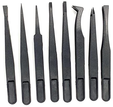 8 Stile Schwarz Kohlefaser Kunststoff Pinzette Kit Nadel Nase Spitze Gebogene Flache Spitze Pinzette Set Nail Art DIY Picking Werkzeuge