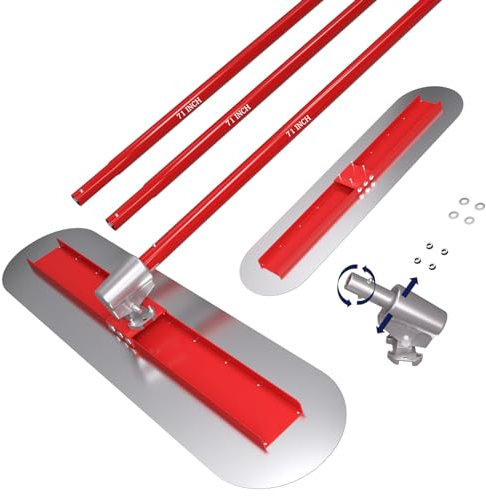 RUPERTOOL Kit de taloche en béton de qualité supérieure de 122 x 30,5 cm avec planche à truelle en acier inoxydable avec 3 poignées