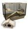 Holzhaus + ZooPaul Hamster-Hasen-Käfig mit Holz Podest und Leiter beige