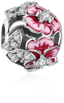 Symretie Bead Charm Ciondolo Argento Sterling 925 con Cubic Zirconia Pendenti per Pandora Braccialetti, Compatibile con Braccialetti e Collane europei
