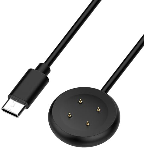 Miimall Charger for Google Pixel Watch 3/Pixel Watch 2 & Fitbit Versa 4 3/Sense 2 1 Fast Charging Cord Dock, Portable Magnetic Wireless Charger Cable, Pixel Watch 3 Replacement Charger (Type C-Black)