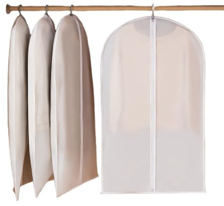 Coat Covers Garment Bag Protectors Zippers Men Suit Clothes Jacket Dust Mo'Th Proof Translucent Closet L 4 Piece