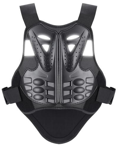 PELLOR Rückenprotektor Motorrad Schutzweste Protektoren Brustpanzer Motocross Wirbelsäule Schutzausrüstung Protektorenweste für Snowboard Skaten Motorrad Rennsport Radfahren Querfeldein(M, Schwarz)
