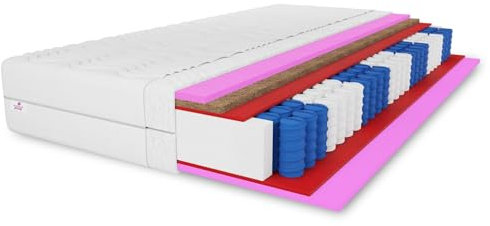 7 ZONEN Kokos-Taschenfederkernmatratze Folyeso, 120x200 cm, Matratze Höhe ca. 20 cm, Härtegrad H3/H4, Farbe: Weiß, inkl. Bezug