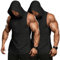 COOFANDY Herren Tank Tops Fitness Shirts Muskelshirts Gym Bodybuilding Shirts Workout Cut Off Muscle T Shirt Ärmelloser Hoodie Sport Shirt Männer Schwarz/Schwarz(2 Stück) L