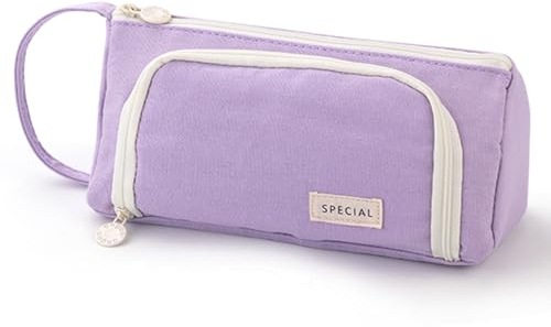ONCCI Federmäppchen Mädchen Mäppchen Federtaschen Große Kapazität Teenager Etui Stifte Pencil Case für Schule & Büro (Creme-lichte Purple)