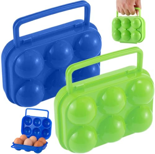 2pcs Camping Oeuf Holder Boîte de rangement d'oeuf Boîte d'oeuf en plastique Pliant support d'oeuf 6 grilles Boîte de stockage d'oeufs en plastique avec poignée Conteneur de rangement d'oeufs à l'amo