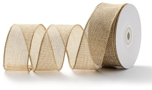 MORSUNBELA Geschenkband Breit Draht Juteband 3,8 cm x 9 M Vintage Schleifenband mit Drahtkante Verdrahtet Sackleinen Decoband
