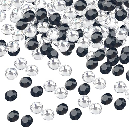 KASESSS 5760 Pieces Rhinestones Kit, Rhinestones for Clothes, Rhinestones for Craft SS5/SS6, Hotfix Rhinestones Black Silver, Flat Back Rhinestone for Nail Art,Scrapbook Embellishments,DIY Decoration