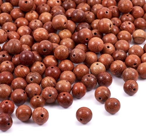 Craftdady Natürliche gewachste runde Holzperlen, Abstandshalter aus Holz, lose Perlen mit 1,4 mm Loch für Rosenkranz, Schmuckherstellung, 200 Stück