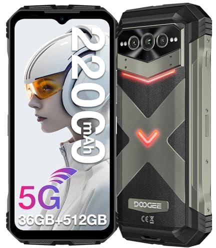 DOOGEE VMAX PLUS Rugged Phone 5G, 22000mAh/33W Fast, 512GB ROM, 200MP+32MP Camera, 20MP Night Vision, 6.58 FHD+120Hz IPS Waterdrop Screen, Android 14 Rugged Smartphone, NFC - Gray