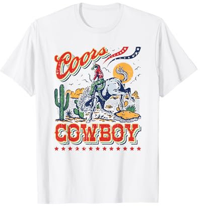 Vintage Rindsleder Reiten Coors Cowboys Western Country T-Shirt